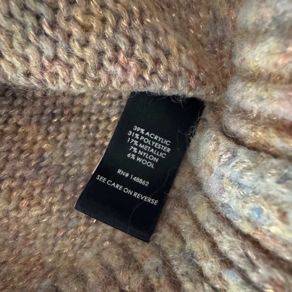Torrid Lurex Dusty Rose Tan Metallic and Wool Blend Multicolor Crewneck Sweater - Picture 7 of 8
